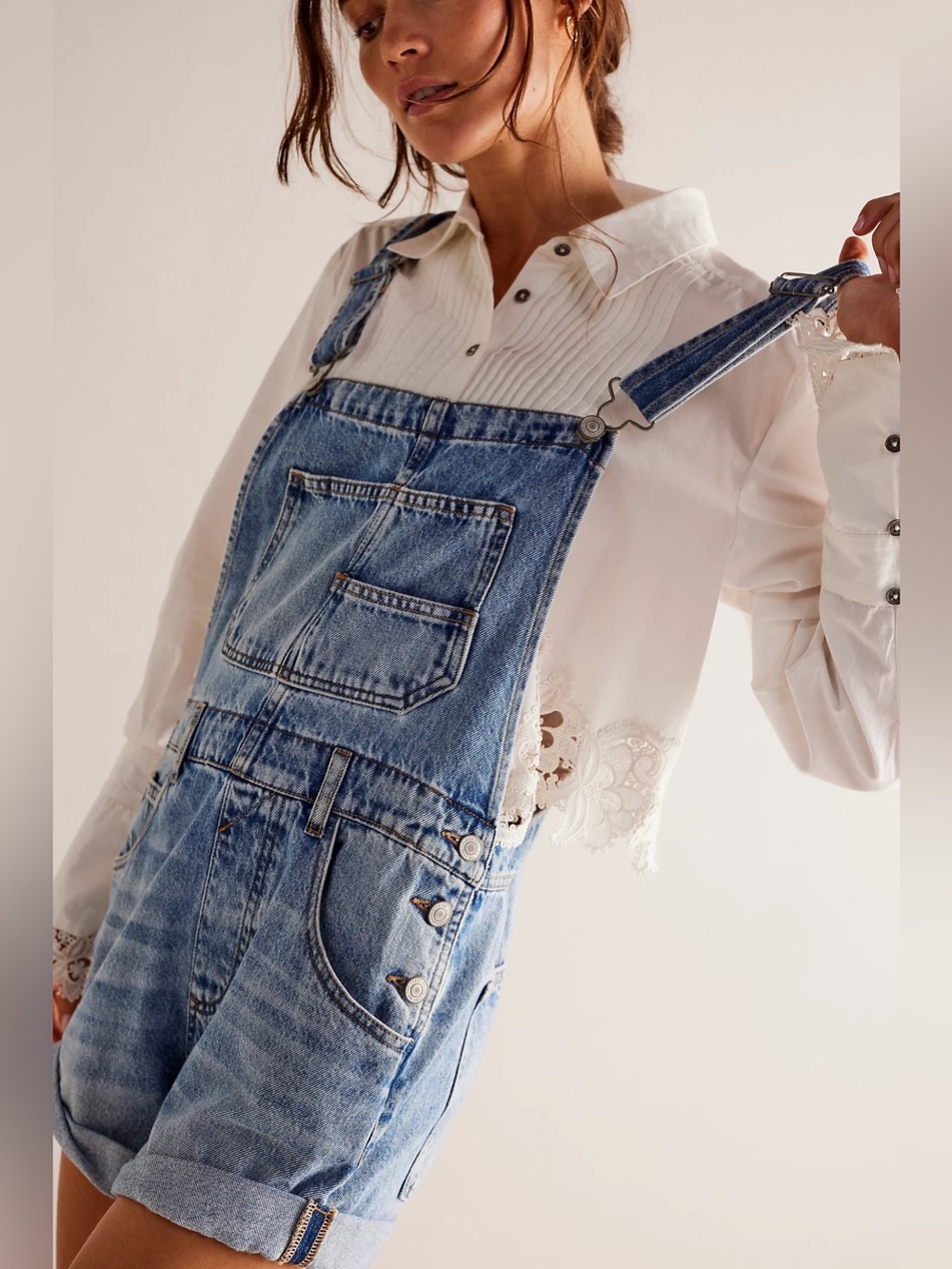 NWT Free People We The Free Ziggy Cotton Denim Romper Medium